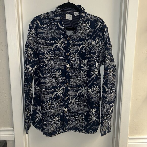 Rebel James & Charli Blue Island Dog Long Sleeve Button Down Retro Shirt XL - Picture 2 of 8